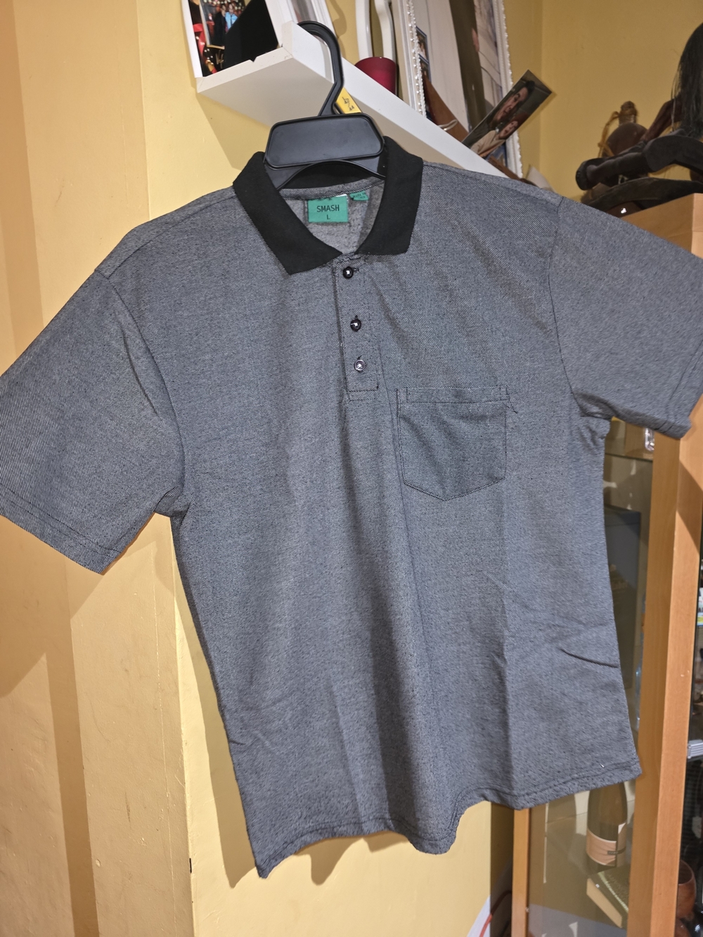 Men’s Grey Polo Shirt with Black Collar